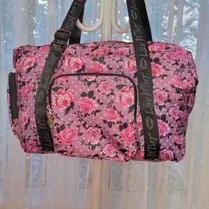 Betsey Johnson Travel Duffel Bag Pink and Purple Flowers